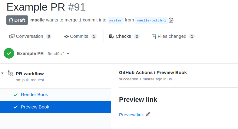 Screenshots of a GitHub Action check page featuring a Netlify preview link