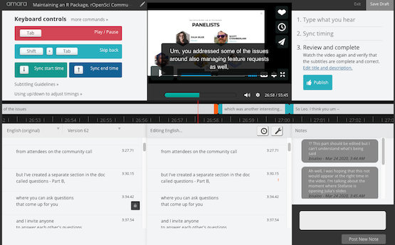 Screenshot showing the interface of Amara.org
