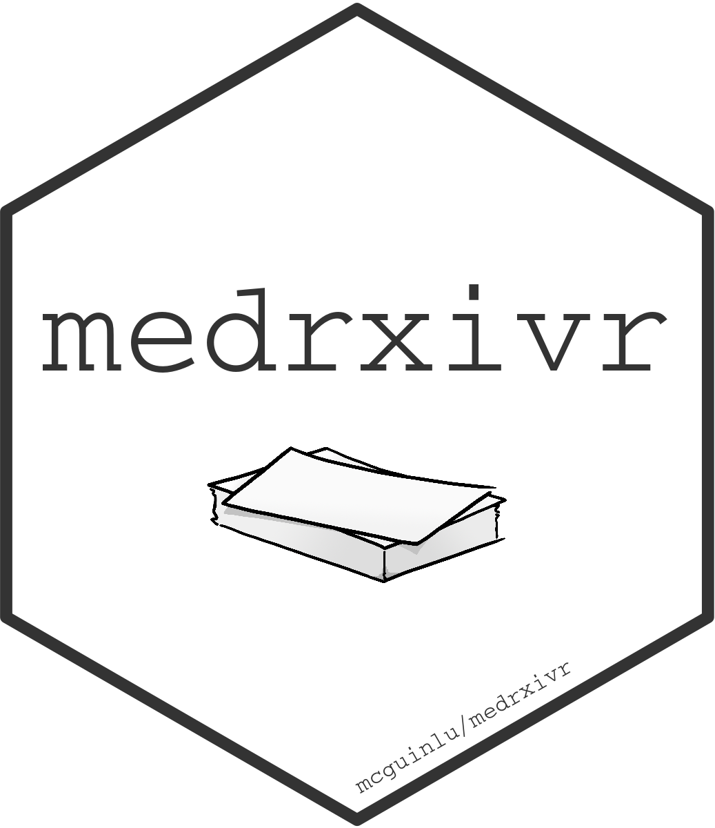 hex logo of R package medrxivr