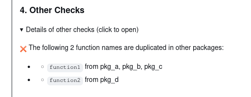 pkgcheck details of failing function name check.
