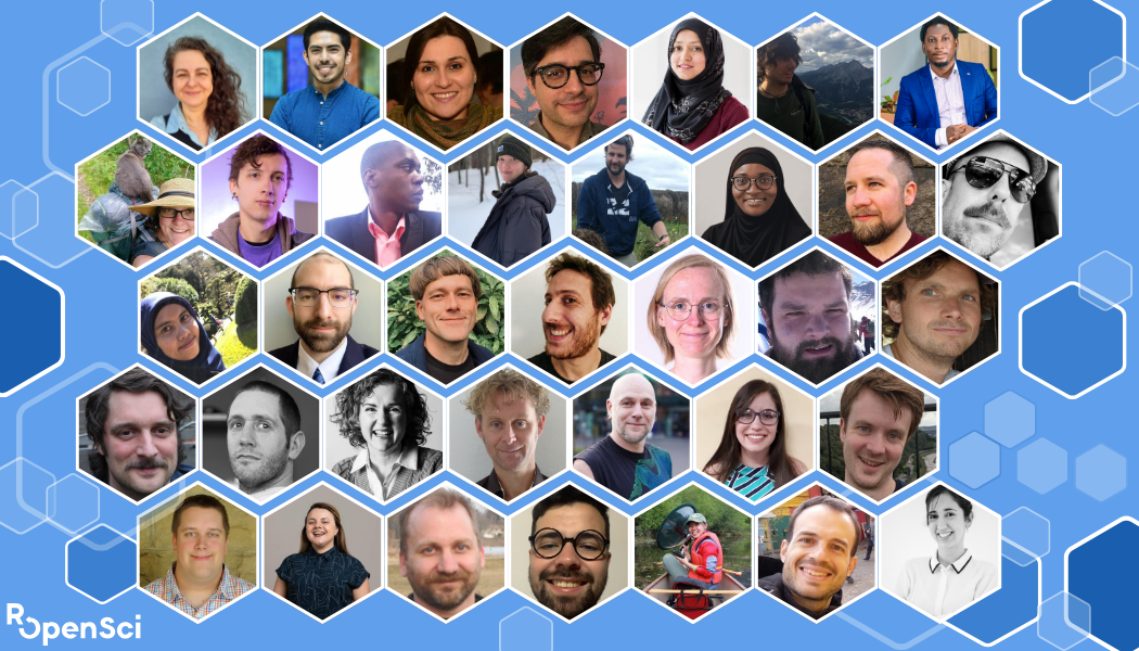 All 37 maintainers' profile pictures inside hex geometrics form